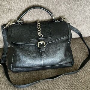 Gianibernini 2way handbag crossbody black pebbled leather with silver hardware
